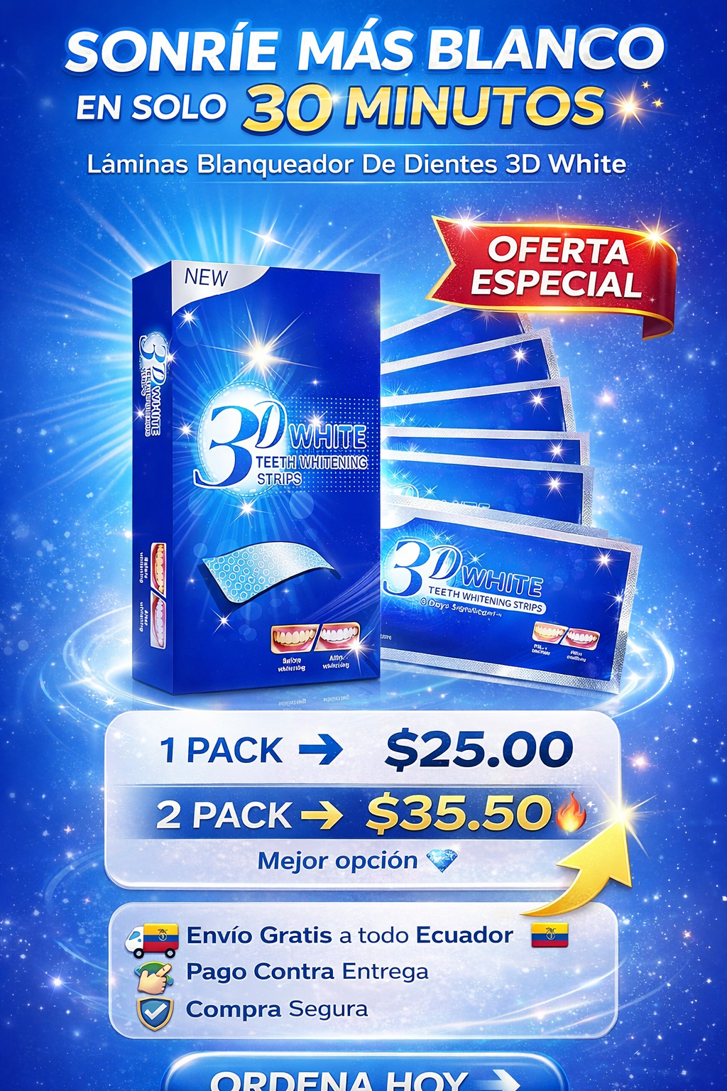 Lamina Blanqueador De Dientes 3d White - Blanquea hoy. Impacta mañana.