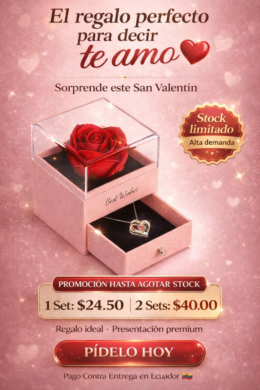 Collar De Corazón Con Rosa Roja ¿Estás listo para regalar algo que realmente emocione?