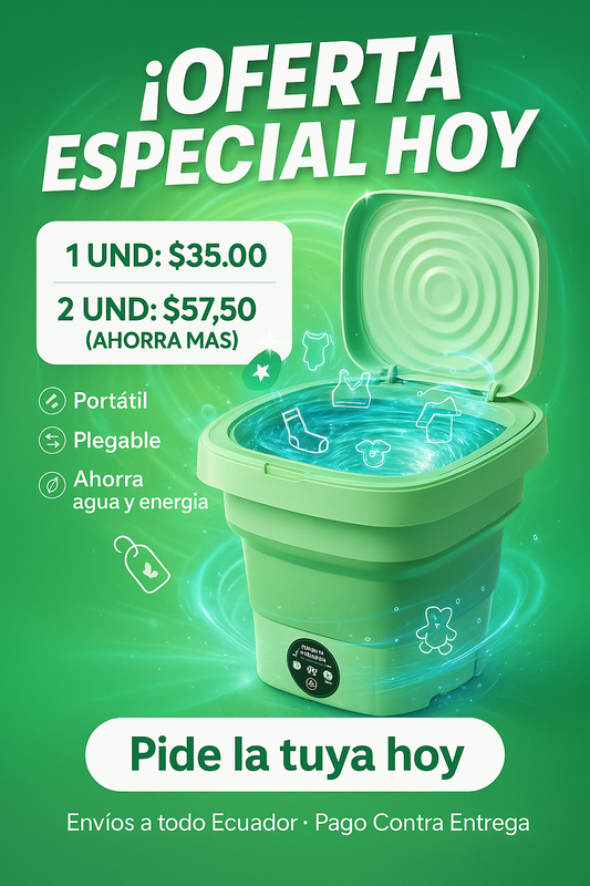 Mini Lavadora Y Secadora Plegable ¿Lista para darle fin al lavado manual? ¡La solución está aquí!